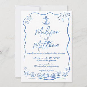 Convites de Casamento Âncora Praia Náutica Desenha