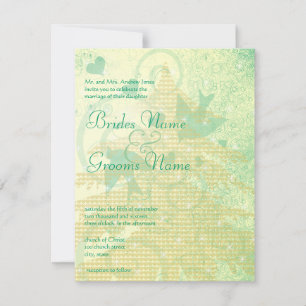 Convites de Casamento Aqua Blue Birds & Swirls
