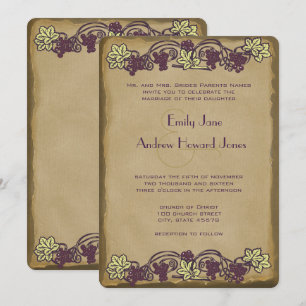 Convites de Casamento Art Nouveau Vintage Rosa Vin