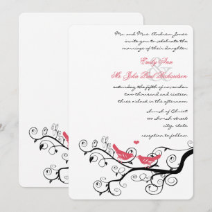 Convites de Casamento Árvore de Pássaros de Amor R