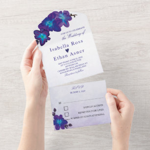 Convites de Casamento Azuis e Roxos