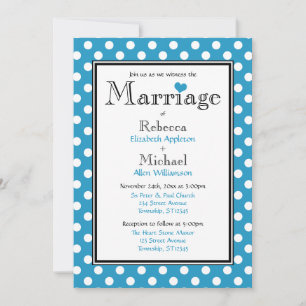 Convites de Casamento Azul bolinhas