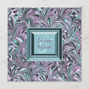 Convites de Casamento Azul Turquesa Lavanda