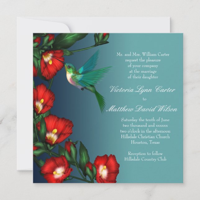 Convites de Casamento Beija-flor (Frente)