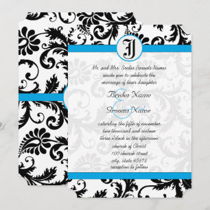 Convites de Casamento Black Damask com Corte Aquam