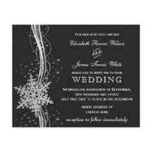 Convites de casamento Black Silver Snowflake
