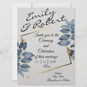 Convites de Casamento Blue Leaf