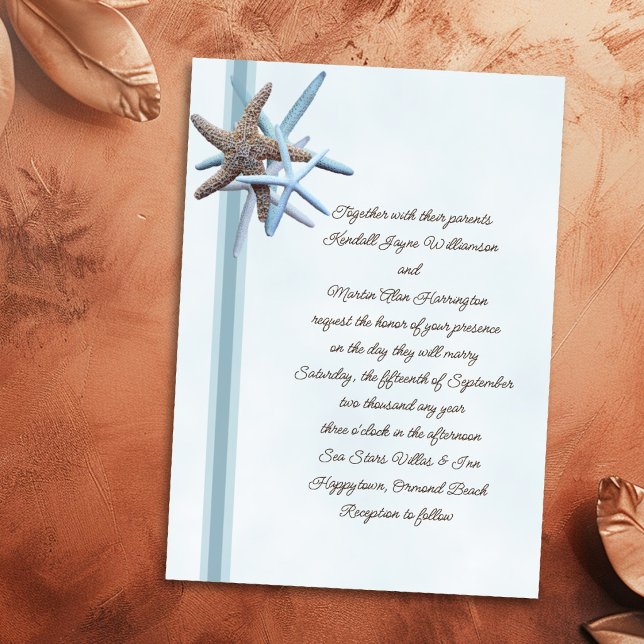 Convites de Casamento Blue Starfish (Criador carregado)