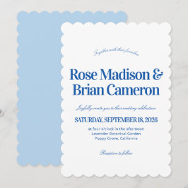 Convites de Casamento Blue Wavy Cabana