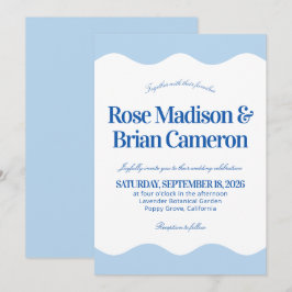 Convites de Casamento Blue Wavy Cabana