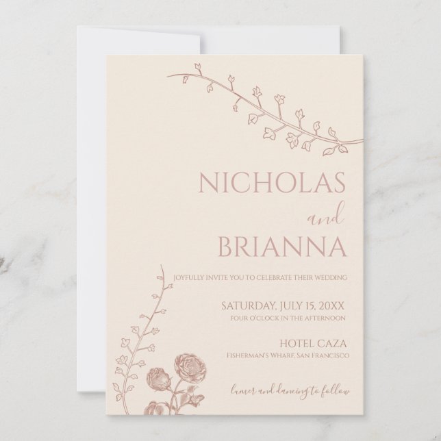 convites de casamento boho minimalista (Frente)