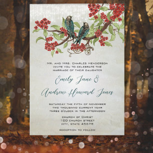 Convites de Casamento Boho Pássaros de Amor Vintag