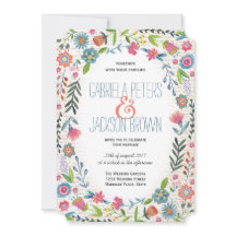 Convites de casamento Boho Watercolor Floral