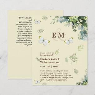 Convites de Casamento Borboletas Verde Elegante