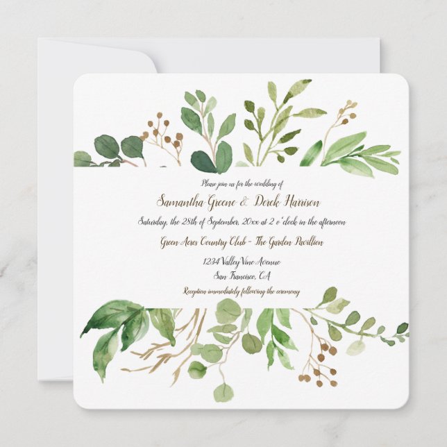 Convites de Casamento Botanical Dream Square (Frente)