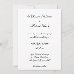 Convites de Casamento Brancos com Letra Elegante
