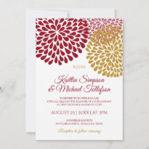 Convites de Casamento Burgundy & Gold | Florais &