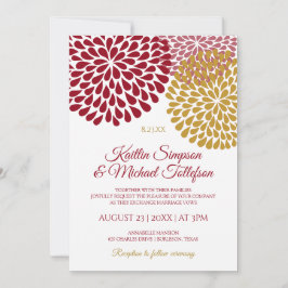 Convites de Casamento Burgundy & Gold | Florais & 