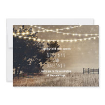 Convites de Casamento Campo Rústico & Luzes