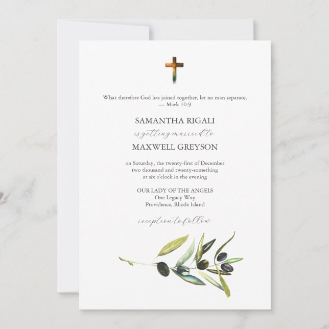 Convites de Casamento Católicos Aquarela (Frente)
