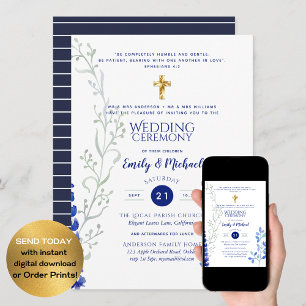 Convites de Casamento Católicos - Verso com Nomes
