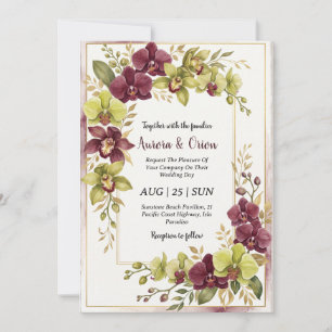 convites de casamento chartreuse e burgundy