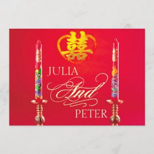 Convites de casamento Chineses das Velas Vermelhas