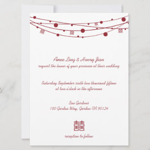 Convites de casamento Chineses de Felicidade Dupla