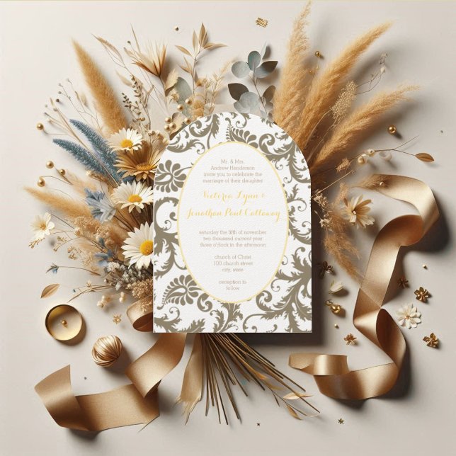 Convites de Casamento Cinza Carvão e Amarelo (Criador carregado)