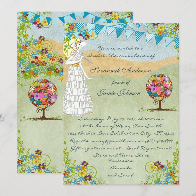 Convites de Casamento Círculo de Amor Floresta Mág (Frente/Verso)