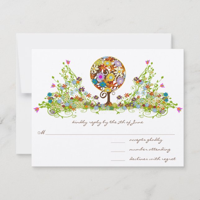 Convites de Casamento Círculo de Amor Floresta Mág (Frente)