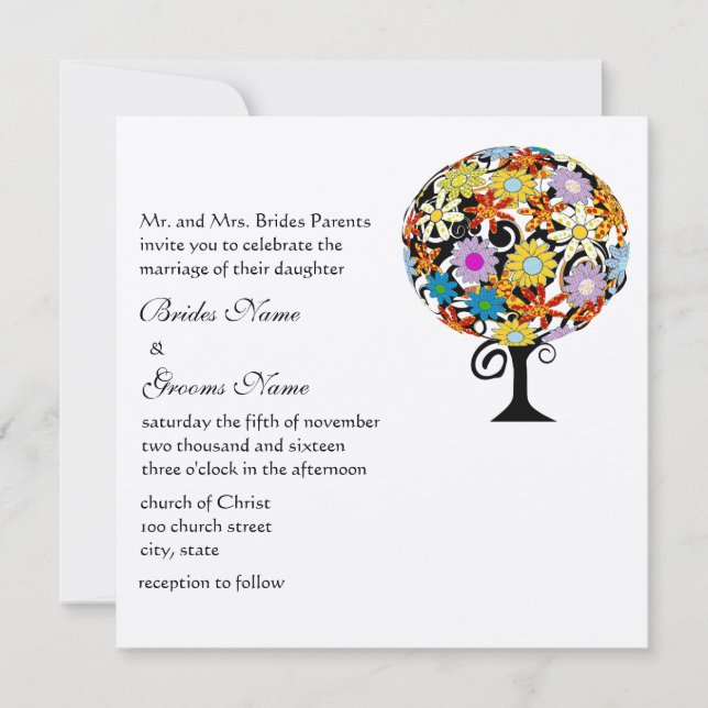 Convites de Casamento Círculo de Amor Floresta Mág (Frente)