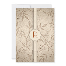 convites de casamento clássicos de monograma flora