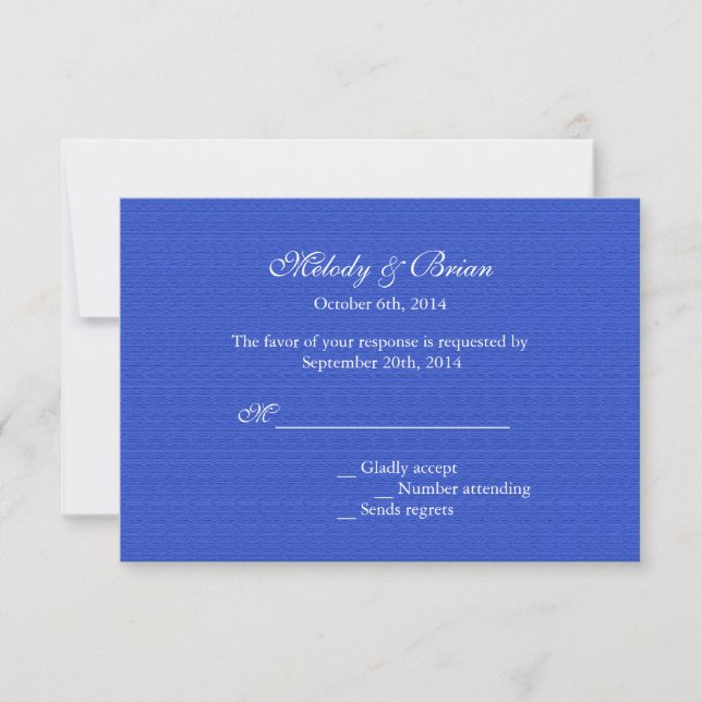 Convites de casamento clássicos de RSVP azul flora (Frente)