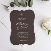 Convites de casamento clássicos marrons