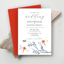 Convites de Casamento com Aquarela com Libélulas V