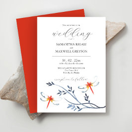 Convites de Casamento com Aquarela com Libélulas V