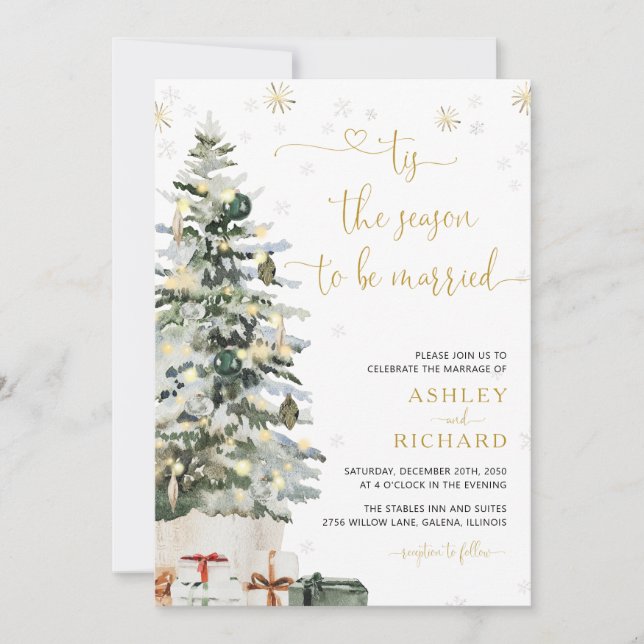 Convites de Casamento com Árvore de Natal (Frente)