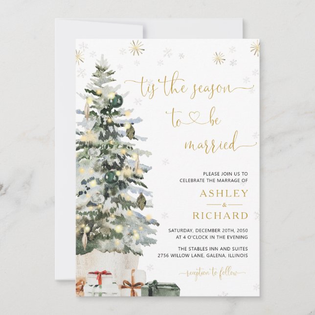 Convites de Casamento com Árvore de Natal (Frente)