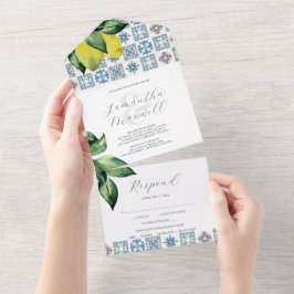 Convites de casamento com Azulejo Amalfi de placa
