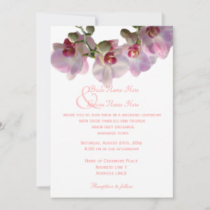 Convites de casamento com belas orquídeas cor-de-r