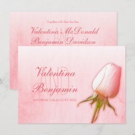 Convites de casamento com botão de rosa rosa claro