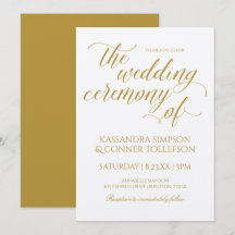 Convites de Casamento com Caligrafia Dourada | Ele