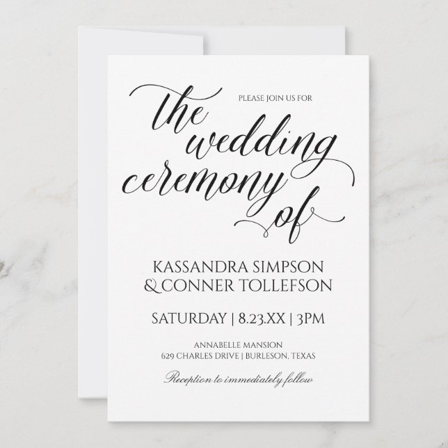 Convites de Casamento com Caligrafia Elegante | Pr (Frente)