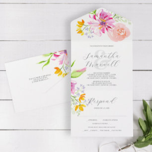 Convites de Casamento com Cartão de Resposta Flore