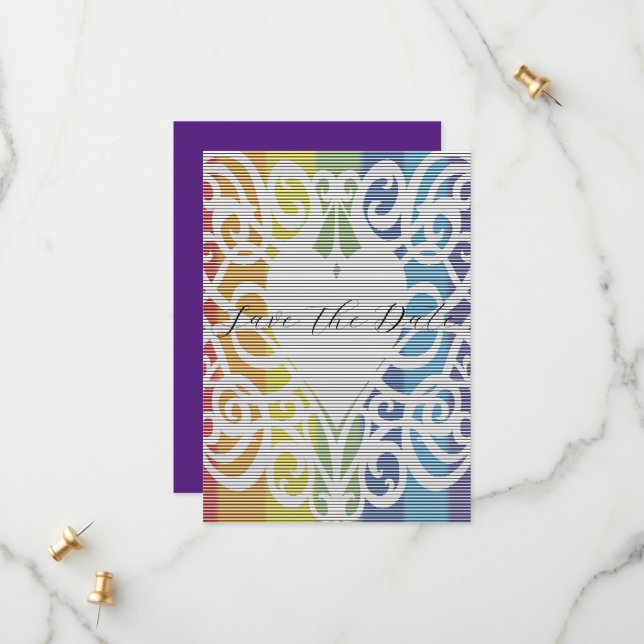 convites de casamento com coração de renda arco-ír (Frente/Verso In Situ)