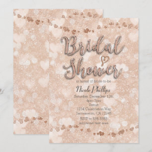 Convites de Casamento com Corações em Dourado Rosa