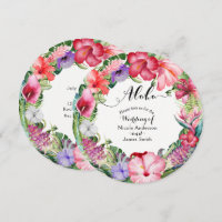Convites de Casamento com Coroa Floral Tropical Al