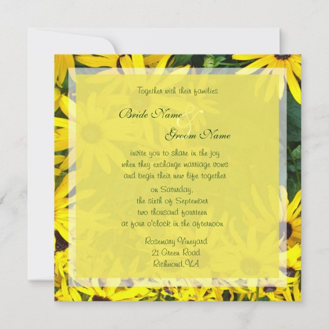 convites de casamento com flores de margarida amar (Frente)