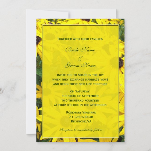 convites de casamento com flores de margarida amar (Frente)